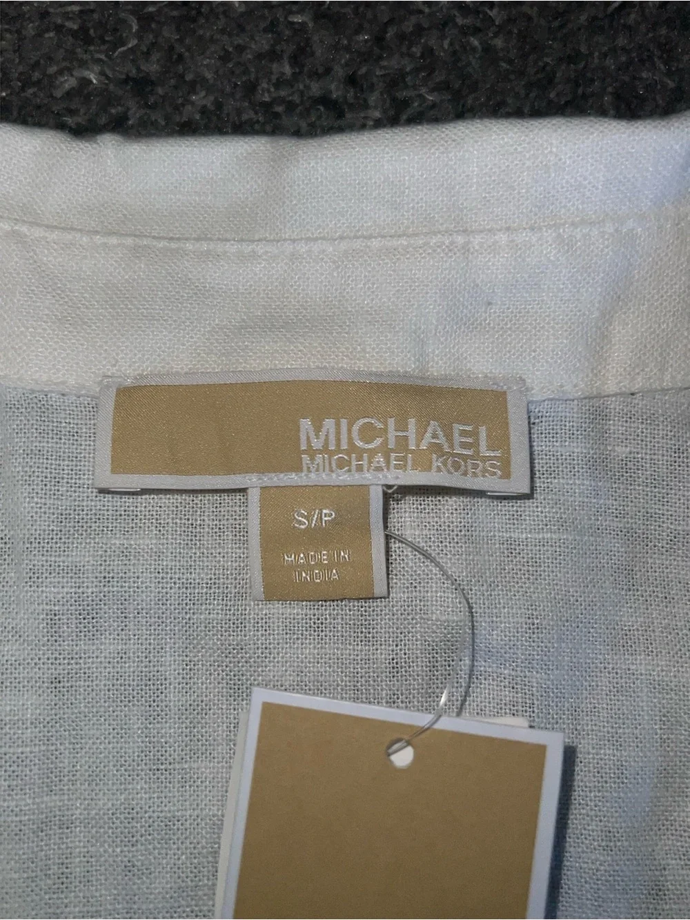Michael Kors White Linen Sleeveless Tie-Front Blouse